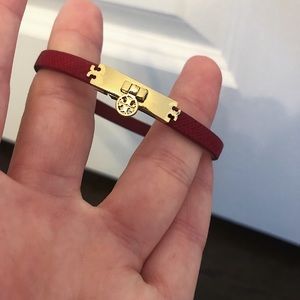 Skinny Red Leather Tory Burch Bracelet